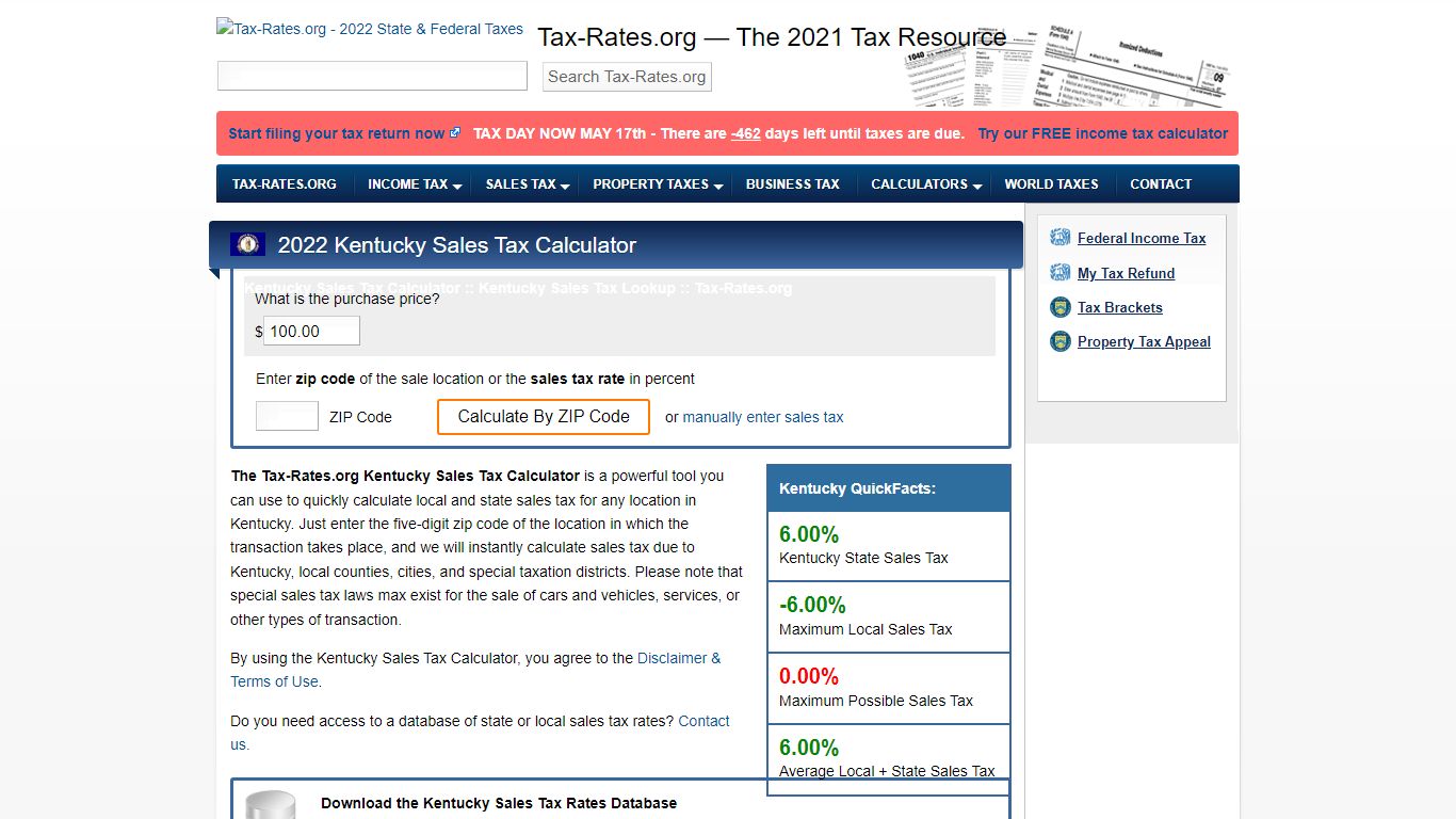 Kentucky Sales Tax Calculator - Tax-Rates.org