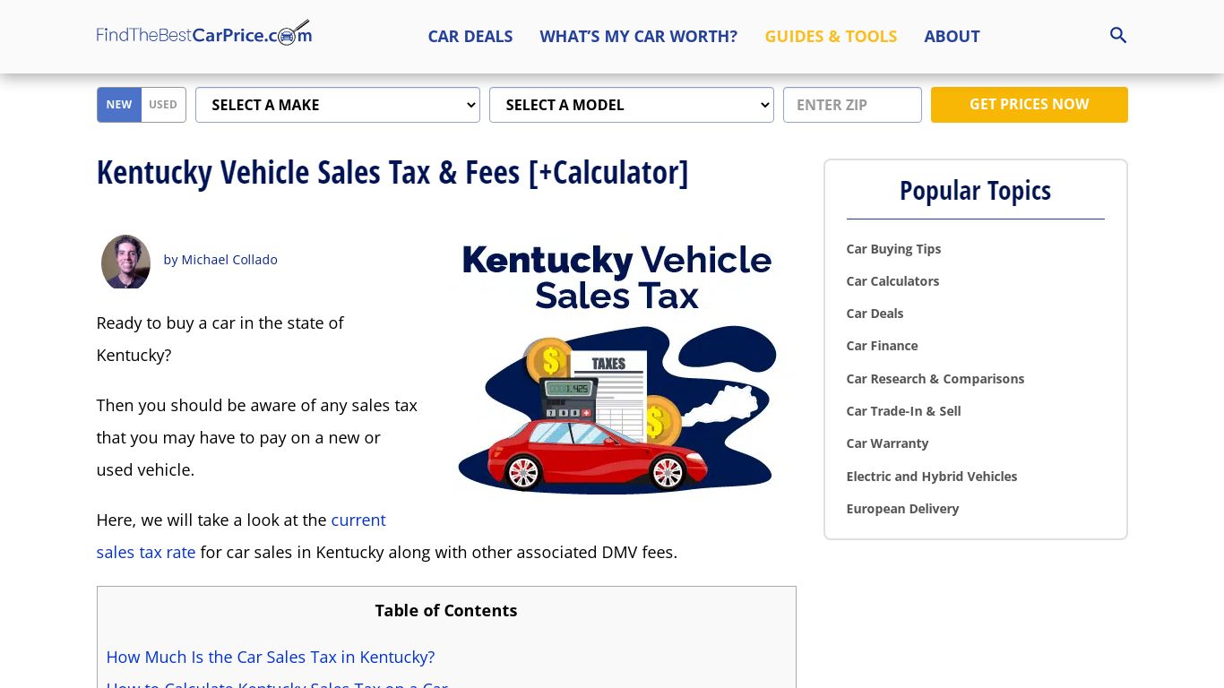 Kentucky Vehicle Sales Tax & Fees [+Calculator] - Find The Best Car Price